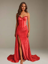 Free Shipping Sequin Mermaid Prom Dress Sweetheart Neck with Side Slit