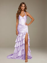 Sexy Mermaid Sweetheart  Ruffles Side Slit Long Prom Dress