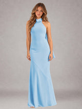 Sheath/Column Jewel Neck Sleeveless Floor-Length Wedding Guest Dresses with Bowknot