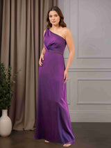 Sheath/Column One-Shoulder Sleeveless Floor-Length Mother of the Bride Dresses with Sequins & Ruffles