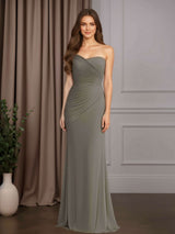 Sheath/Column One-Shoulder Sleeveless Floor-Length Mother of the Bride Dresses with Ruffles