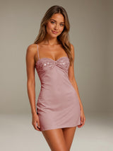 Free Shipping Sheath Spaghetti Straps Stretch Satin Mini Homecoming Dress