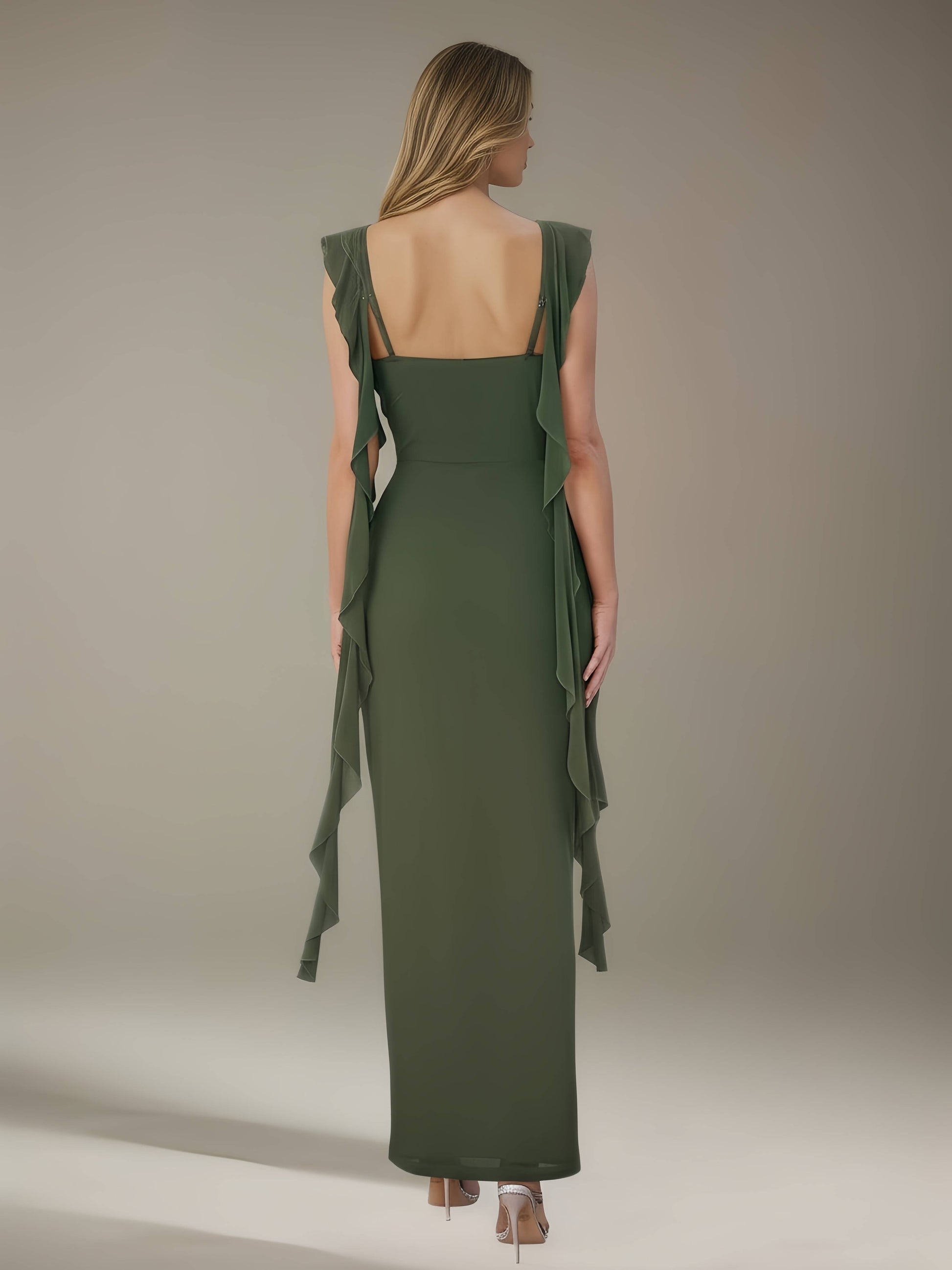 ankle length bridesmaid dresses Colorful Simple Mermaid Online, BG380 RomanBridal Ruffles;Split Side Sleeve Ankle Length Tea Length Bridesmaid