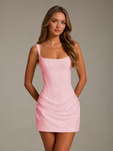 Free Shipping Sheath Square Neck Sleeveless Mini Homecoming Dress with Ruffles