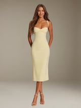 Free Shipping Sheath Sweetheart Spaghetti Strap Tea Length Chiffon Dress