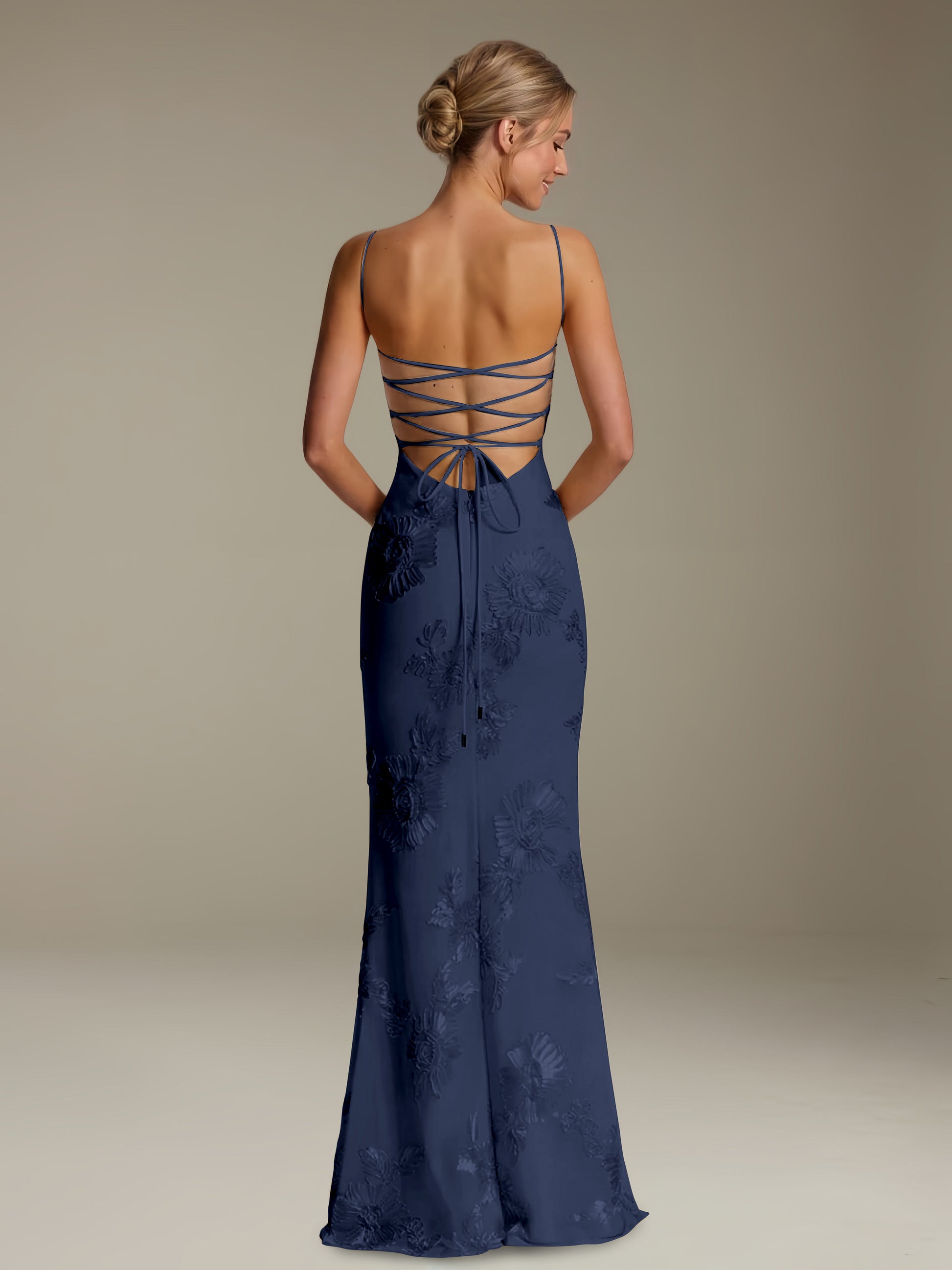 Free Shipping Sheath Sweetheart Spaghetti Straps Flroal Bridesmaid Dre –
