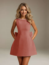 Free Shipping Short White Graduation Dress Scoop Neck Sleeveless A-Line