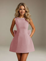 Free Shipping Short White Graduation Dress Scoop Neck Sleeveless A-Line