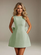 Free Shipping Short White Graduation Dress Scoop Neck Sleeveless A-Line