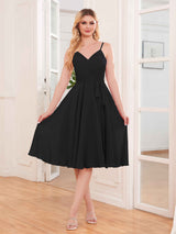 Simple Spaghetti Straps Knee Length Chiffon Short Bridesmaid Dresses