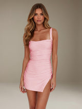 Free Shipping Square Neck Mini Homecoming Dress with Open Back Bow