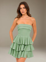Free Shipping Strapless A-Line Chiffon Homecoming Dress with Tiered Ruffle Skirt