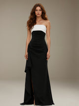 Free Shipping Strapless Sheath Prom Dress with Side Slit and Lace-Up Back