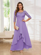 Striking Illusion Half Sleeves Appliques Ruched Mother Of The Bride Dresses
