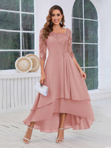 Stunning A-Line Half Sleeves Appliques High-Low Mother Of The Bride Dresses