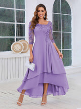 Stunning A-Line Half Sleeves Appliques High-Low Mother Of The Bride Dresses