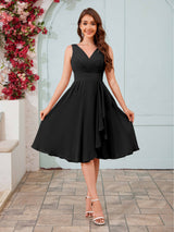 Stylish A-Line V-Neck Knee Length Chiffon Bridesmaid Dresses