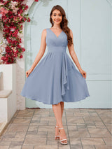 Stylish A-Line V-Neck Knee Length Chiffon Bridesmaid Dresses