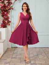 Stylish A-Line V-Neck Knee Length Chiffon Bridesmaid Dresses