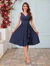 Stylish A-Line V-Neck Knee Length Chiffon Bridesmaid Dresses