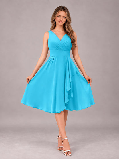 Pool Stylish A-Line V-Neck Knee Length Chiffon Bridesmaid Dress