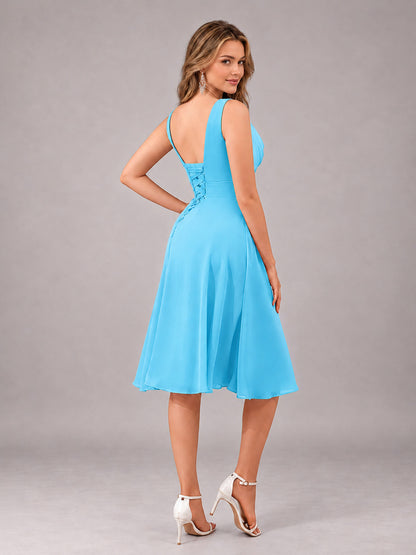 Pool Stylish A-Line V-Neck Knee Length Chiffon Bridesmaid Dress