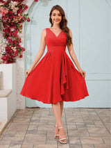 Stylish A-Line V-Neck Knee Length Chiffon Bridesmaid Dresses