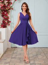 Stylish A-Line V-Neck Knee Length Chiffon Bridesmaid Dresses