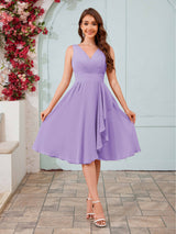 Stylish A-Line V-Neck Knee Length Chiffon Bridesmaid Dresses