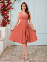Stylish A-Line V-Neck Knee Length Chiffon Bridesmaid Dresses