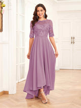 Stylish Half Sleeves Appliques Chiffon Lace Mother Of The Bride Dresses
