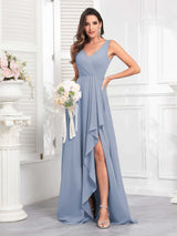 Stylish Sleeveless Ruffles Floor Length Chiffon Bridesmaid Dresses