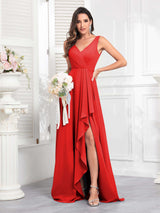 Stylish Sleeveless Ruffles Floor Length Chiffon Bridesmaid Dresses