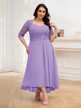 Sumptuous Half Sleeves Ruched Lace Appliques Plus Size Mother Of The Bride Dresses
