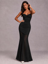 Sweetheart Mermaid Sleeveless Chiffon Spaghetti Straps Wedding Guest Dress
