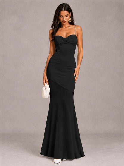 Sweetheart Mermaid Sleeveless Chiffon Spaghetti Straps Wedding Guest Dress