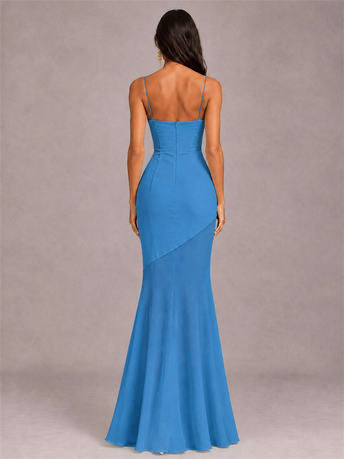 Sweetheart Mermaid Sleeveless Chiffon Spaghetti Straps Wedding Guest Dress