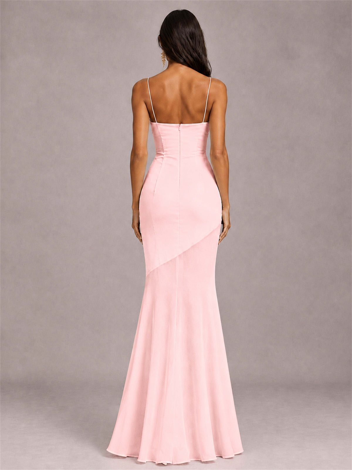 Sweetheart Mermaid Sleeveless Chiffon Spaghetti Straps Wedding Guest Dress