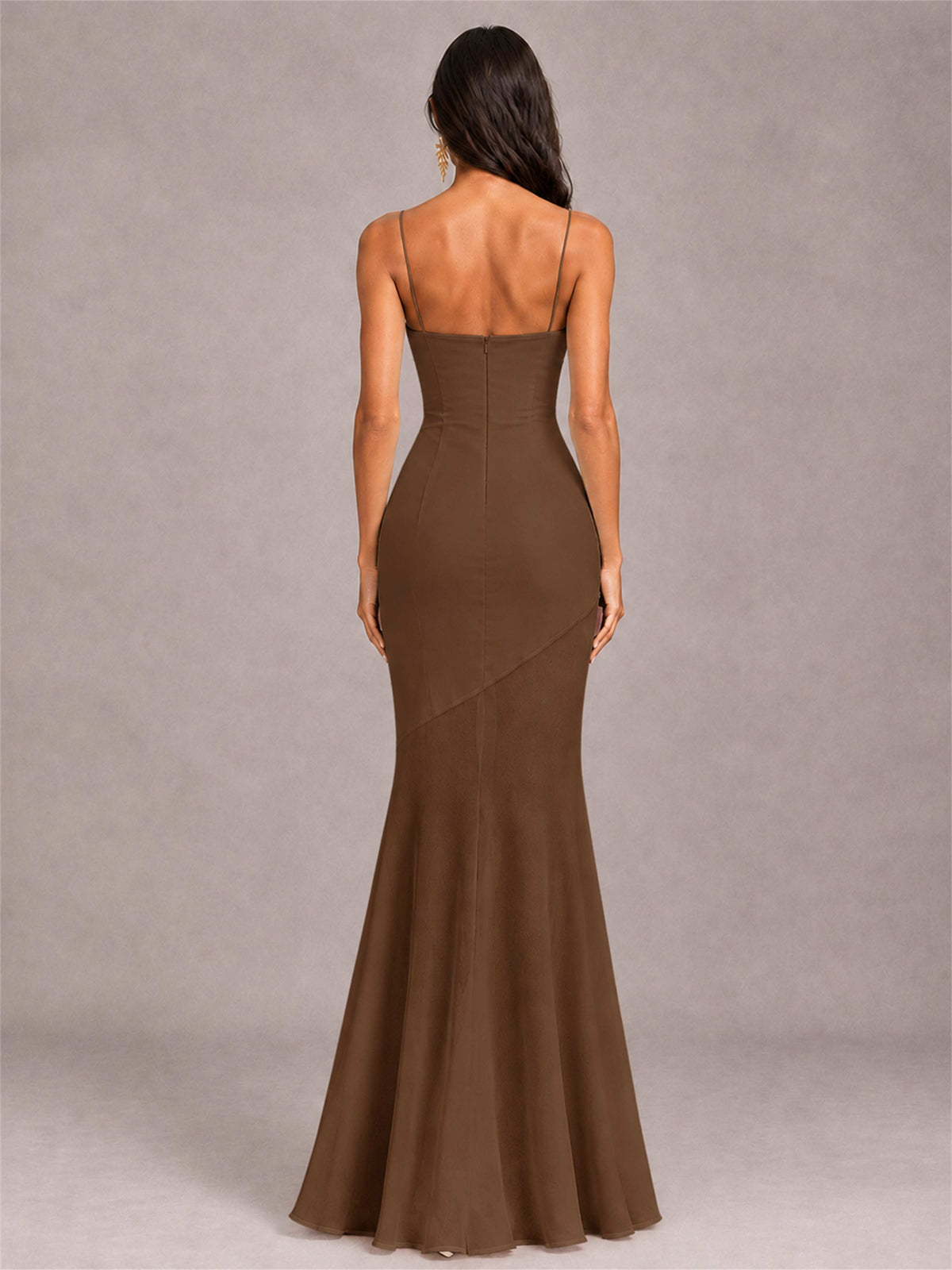 Sweetheart Mermaid Sleeveless Chiffon Spaghetti Straps Wedding Guest Dress