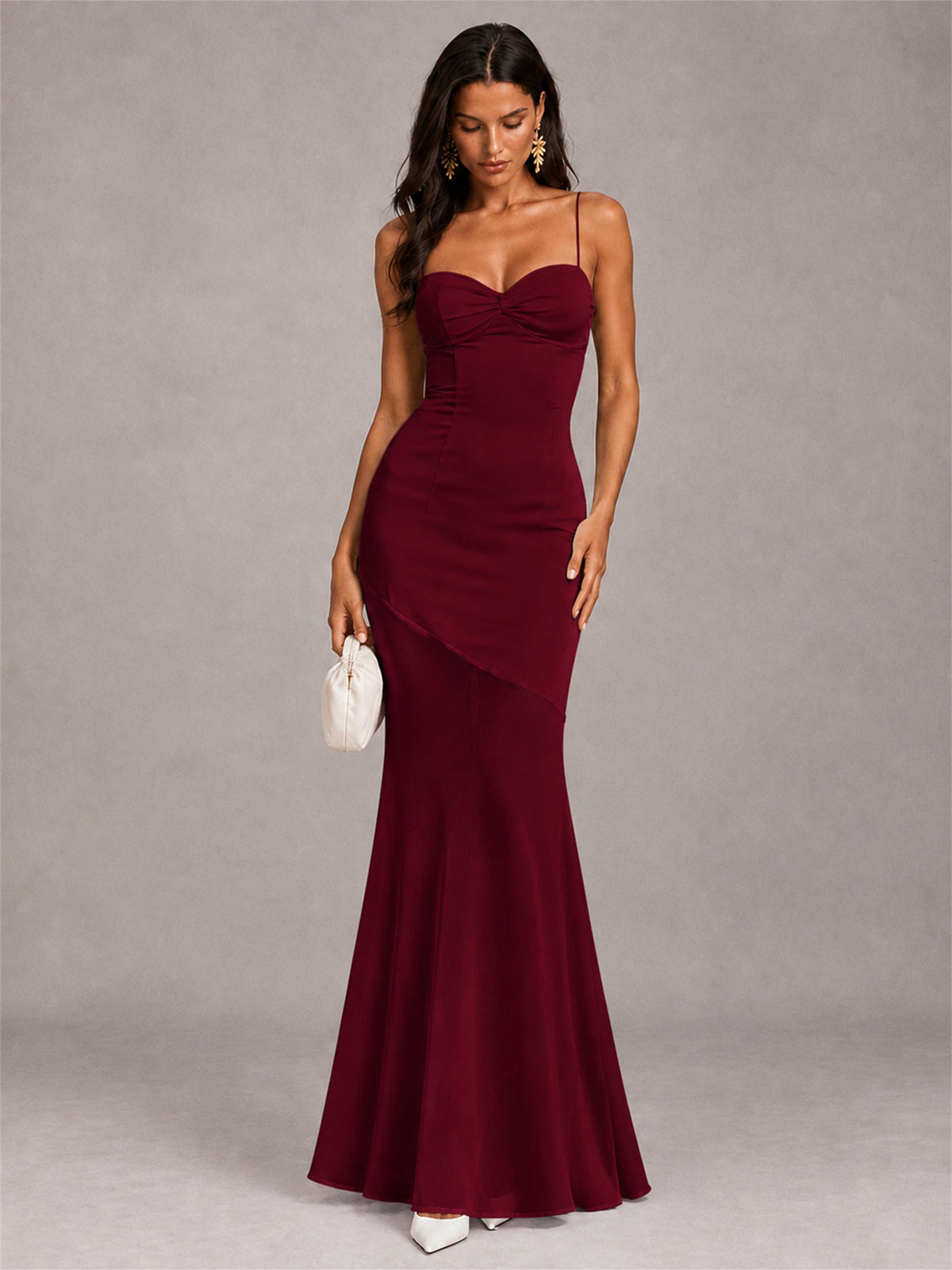 Sweetheart Mermaid Sleeveless Chiffon Spaghetti Straps Wedding Guest Dress