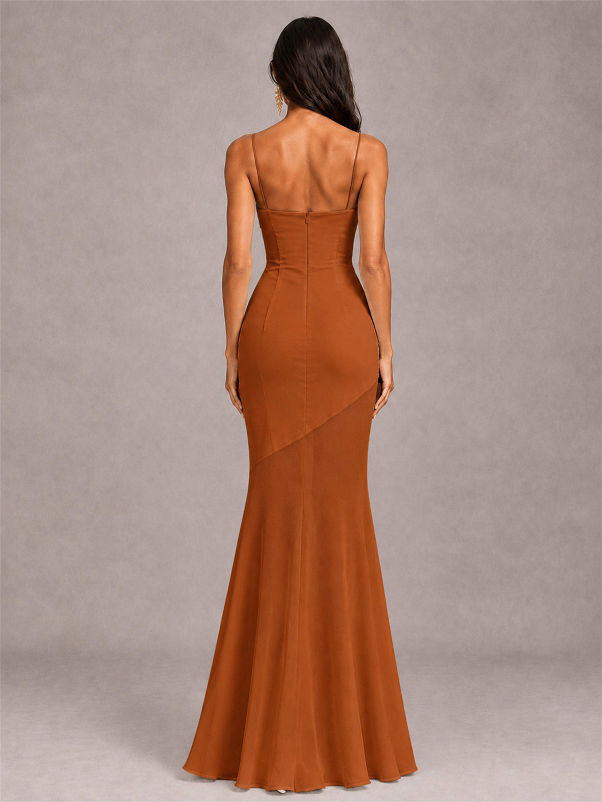 Sweetheart Mermaid Sleeveless Chiffon Spaghetti Straps Wedding Guest Dress