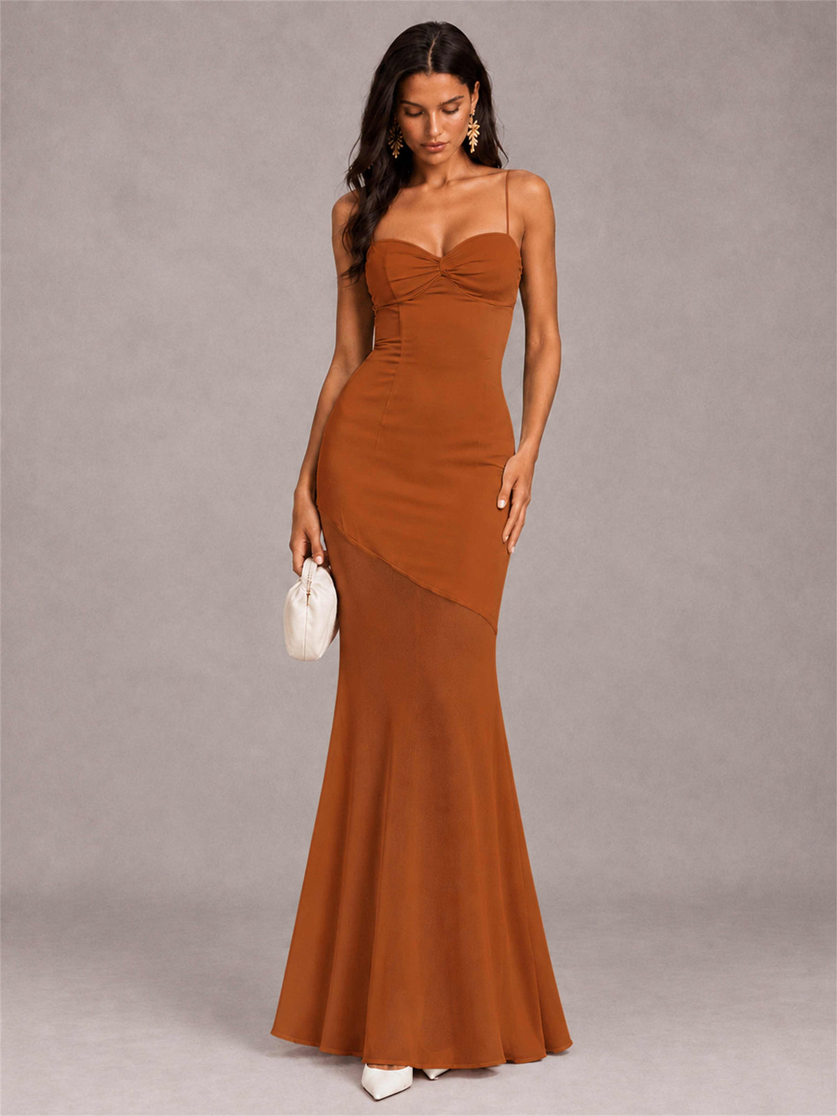 Sweetheart Mermaid Sleeveless Chiffon Spaghetti Straps Wedding Guest Dress
