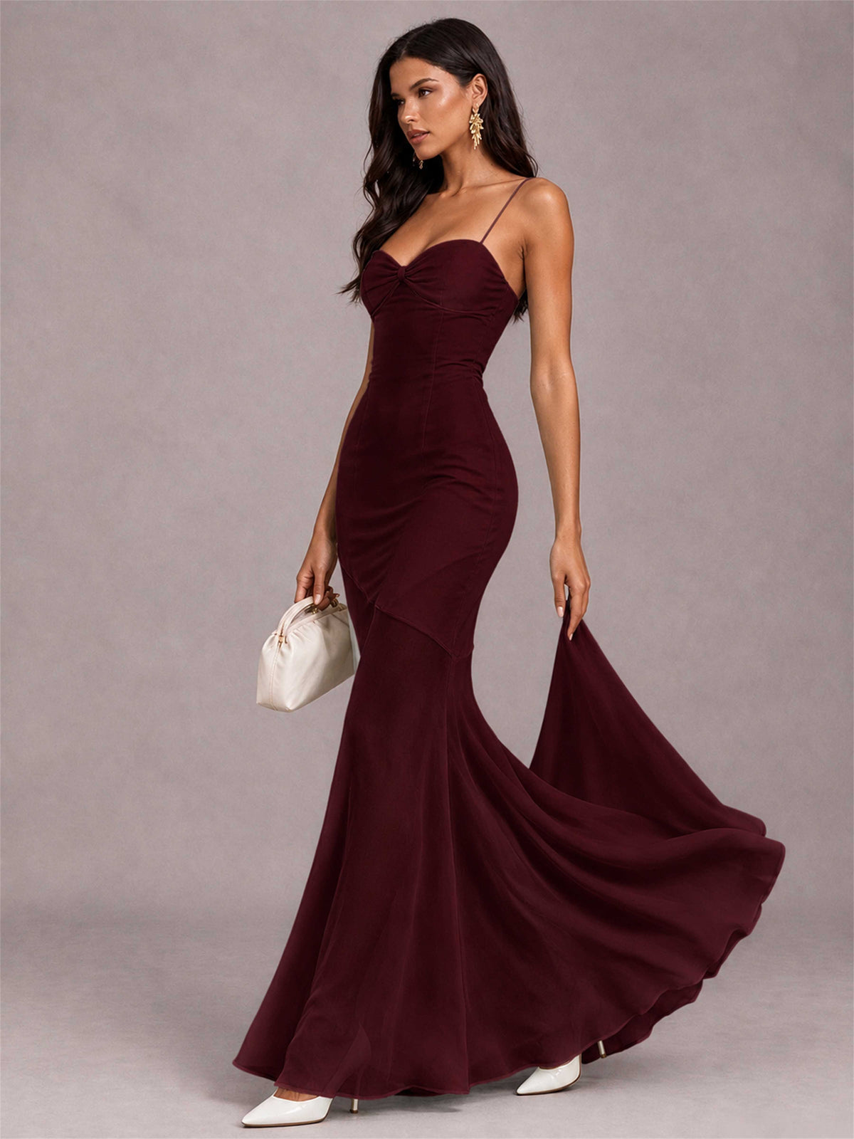 Sweetheart Mermaid Sleeveless Chiffon Spaghetti Straps Wedding Guest Dress