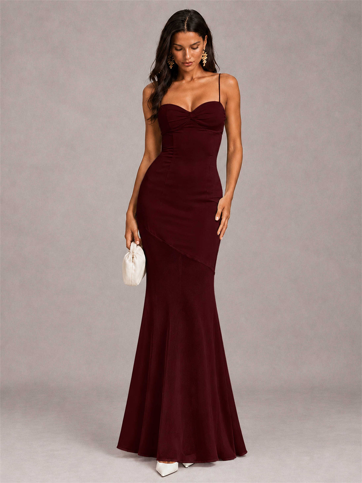 Sweetheart Mermaid Sleeveless Chiffon Spaghetti Straps Wedding Guest Dress