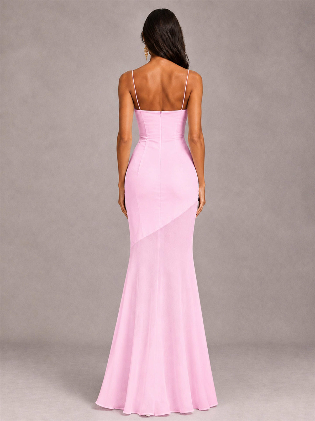 Sweetheart Mermaid Sleeveless Chiffon Spaghetti Straps Wedding Guest Dress