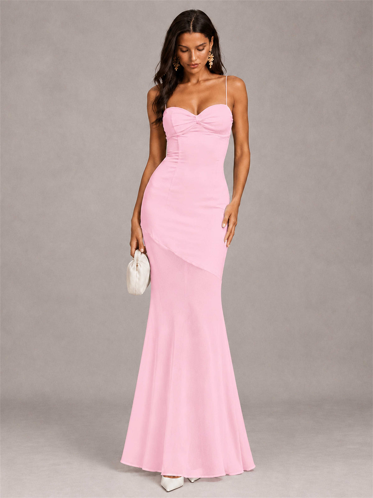 Sweetheart Mermaid Sleeveless Chiffon Spaghetti Straps Wedding Guest Dress