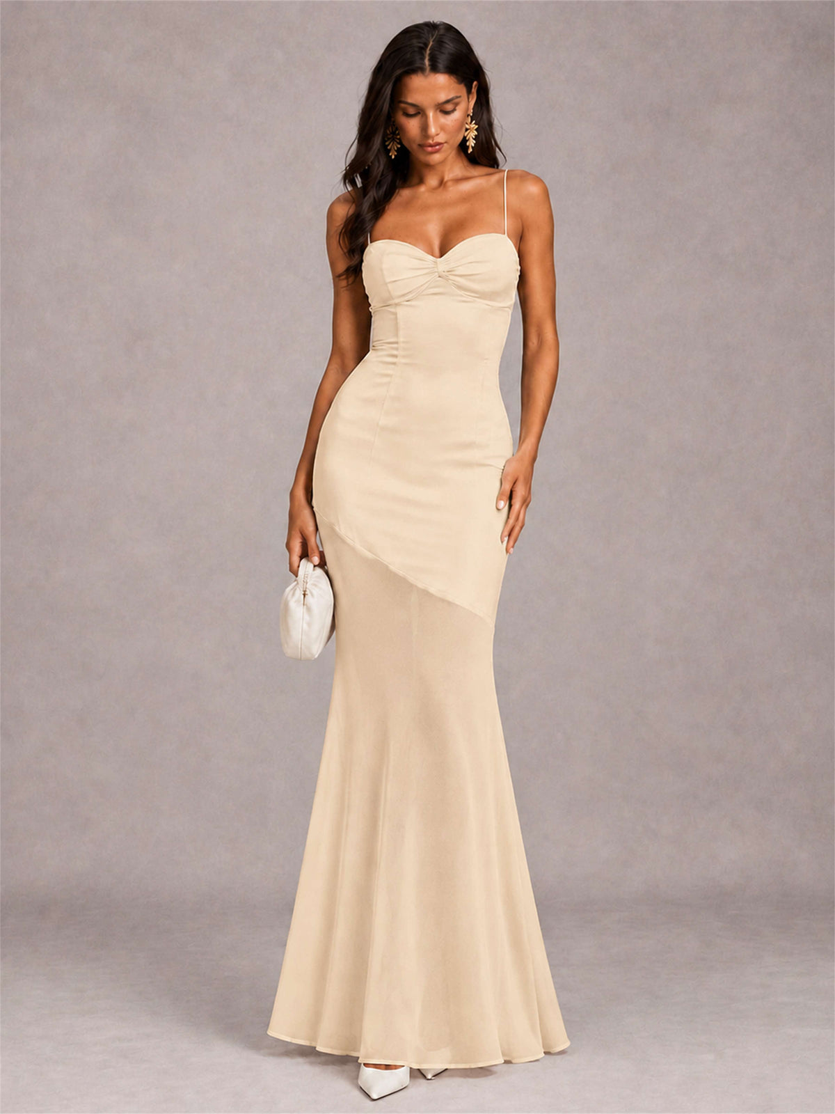 Sweetheart Mermaid Sleeveless Chiffon Spaghetti Straps Wedding Guest Dress