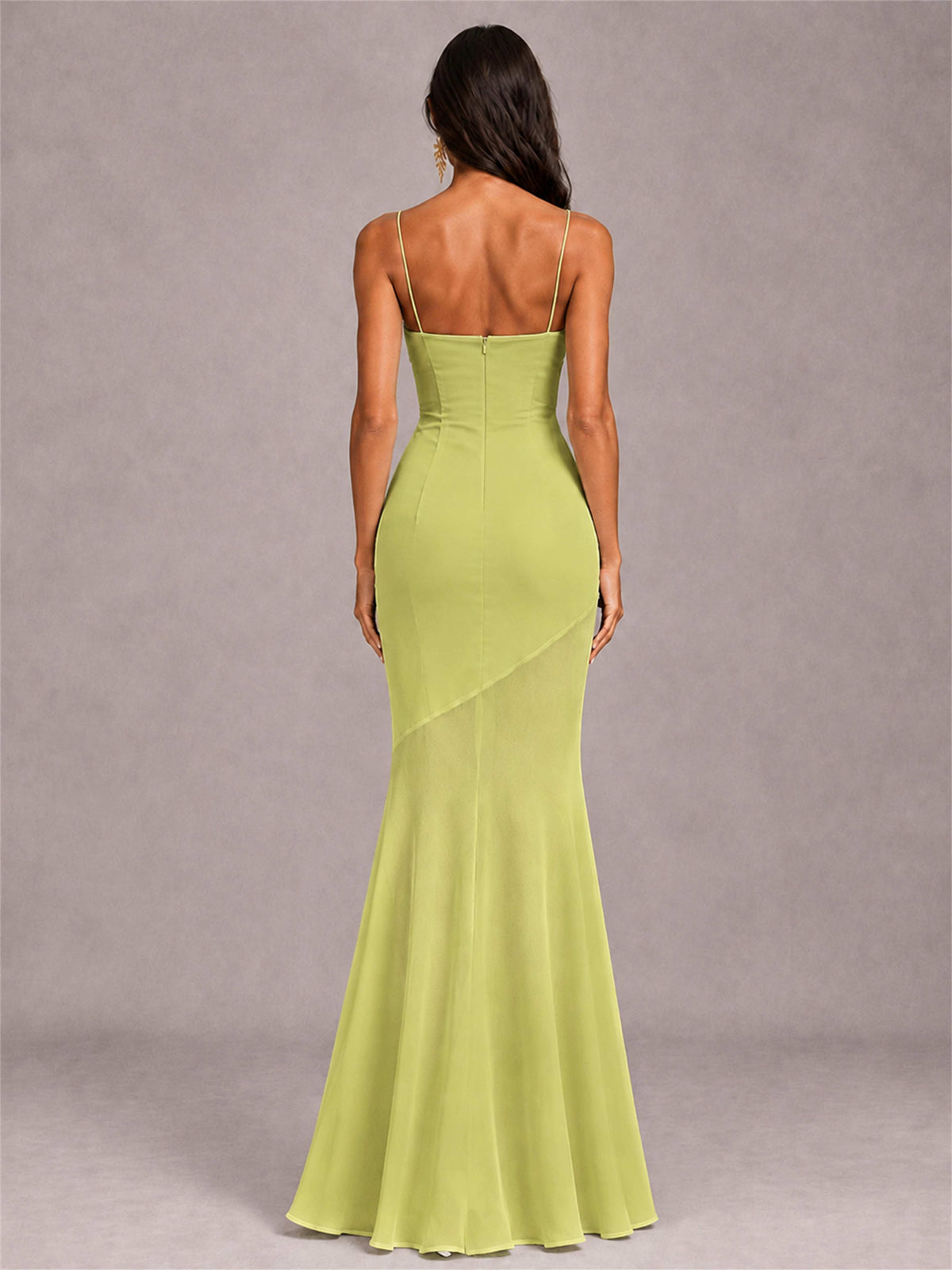 Sweetheart Mermaid Sleeveless Chiffon Spaghetti Straps Wedding Guest Dress
