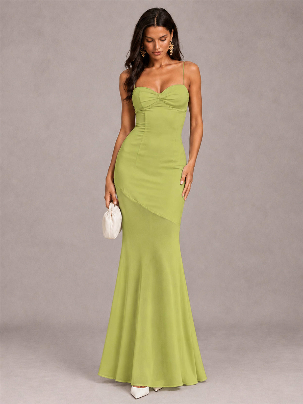 Sweetheart Mermaid Sleeveless Chiffon Spaghetti Straps Wedding Guest Dress