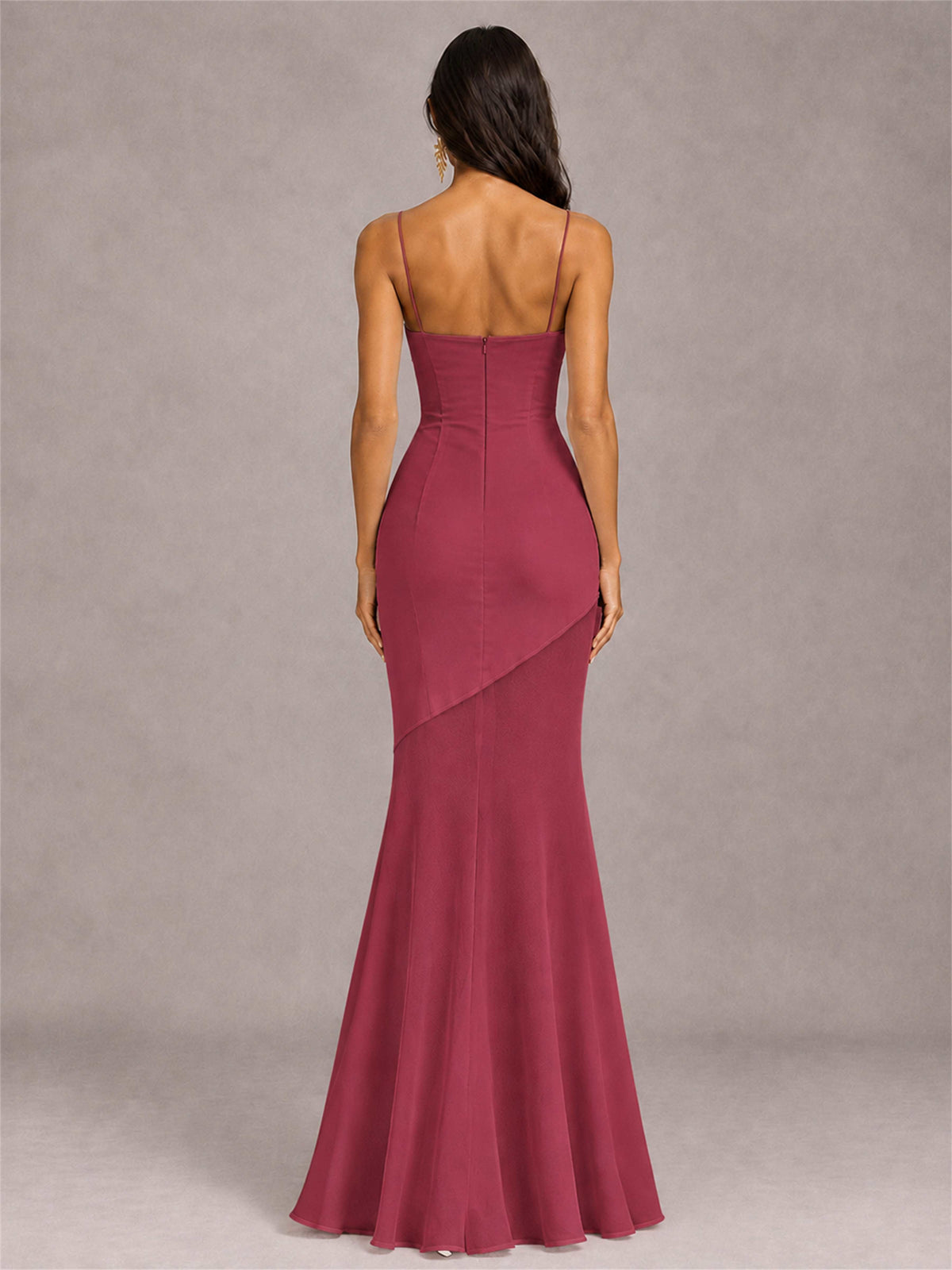 Sweetheart Mermaid Sleeveless Chiffon Spaghetti Straps Wedding Guest Dress